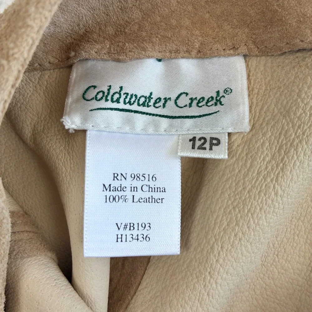 Coldwater Creek Suede Midi‎ Skirt Tan Laser Cut Romantic Western Women 12P